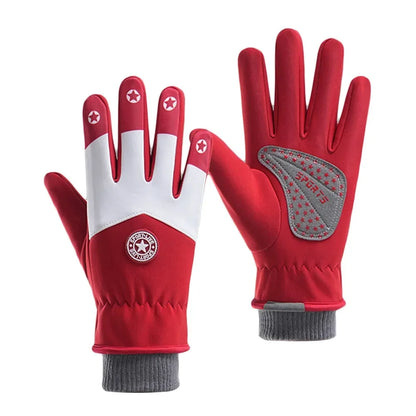 Kinder-Winterhandschuhe in Rot mit griffiger Handfläche und warmem Bündchen