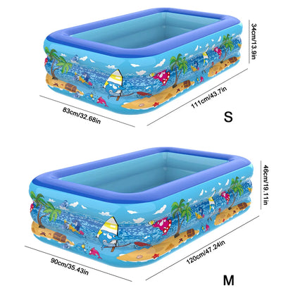 Aufblasbarer Familienpool – Rechteckiges Kinderpool & Planschbecken für Garten und Sommer