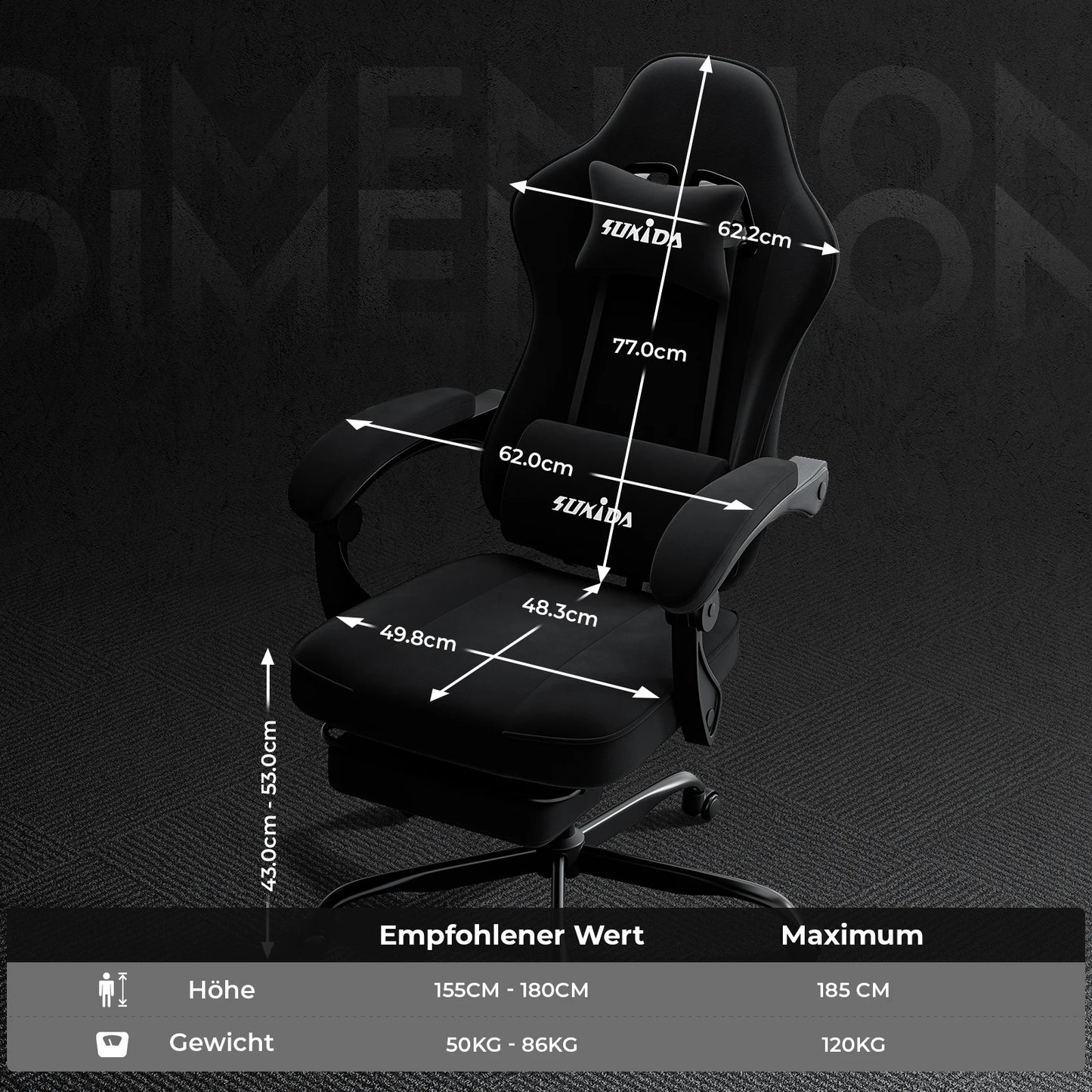 Gaming-Stuhl mit Fußstütze – Ergonomischer Bürostuhl mit Lendenstütze & verstellbarem Komfort
