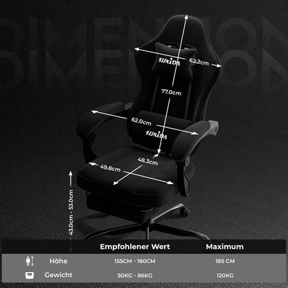 Gaming-Stuhl mit Fußstütze – Ergonomischer Bürostuhl mit Lendenstütze & verstellbarem Komfort