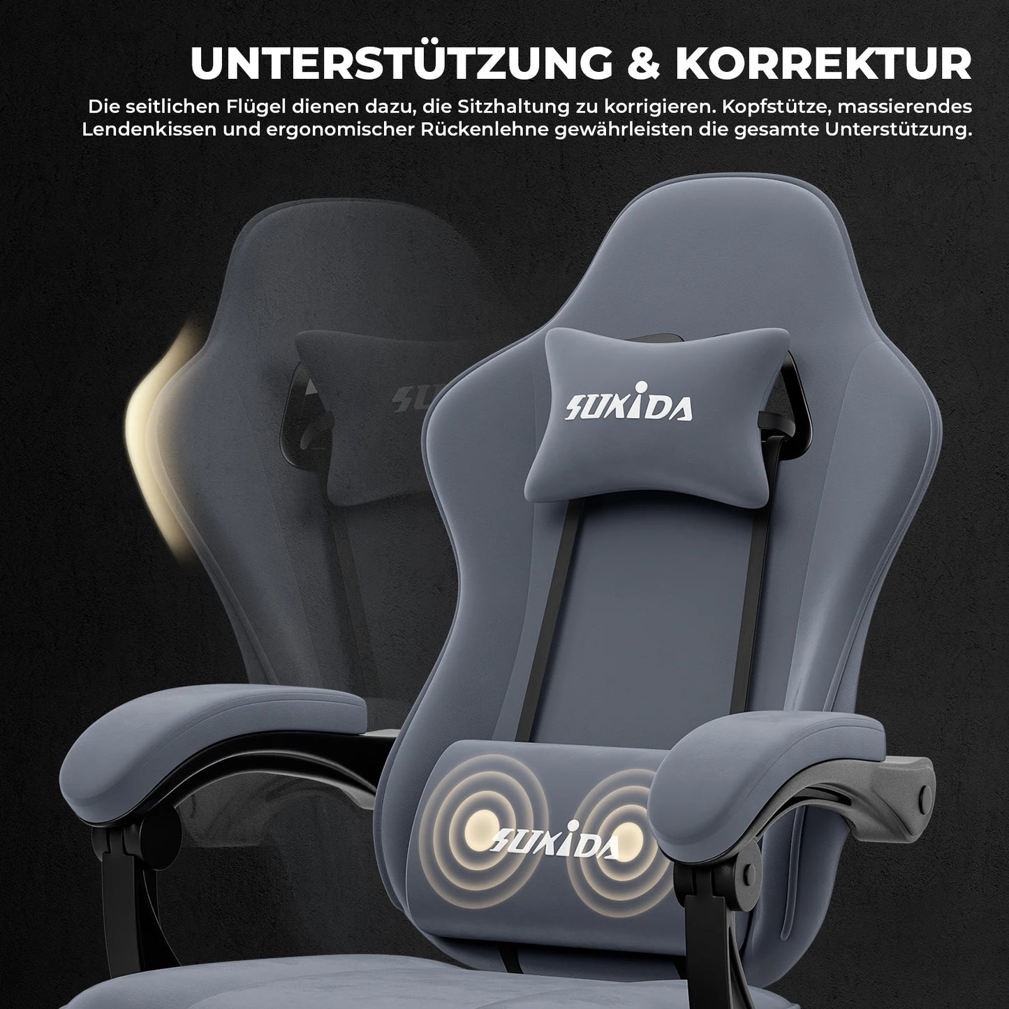 Gaming-Stuhl mit Fußstütze – Ergonomischer Bürostuhl mit Lendenstütze & verstellbarem Komfort