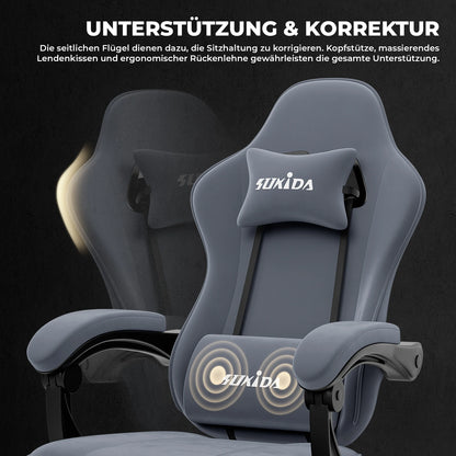 Gaming-Stuhl mit Fußstütze – Ergonomischer Bürostuhl mit Lendenstütze & verstellbarem Komfort