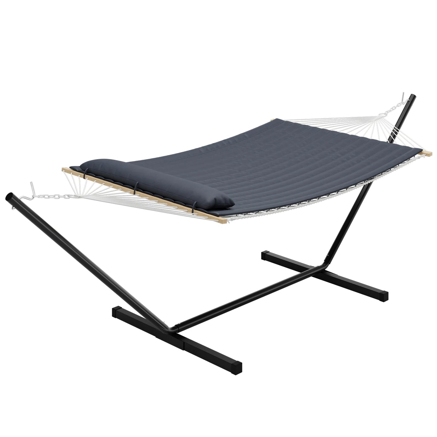 2 Personen Hängematte mit Gestell – Outdoor & Indoor, Verstellbarer Stahlrahmen, Wetterfest, inkl. Kissen – Bis 200kg Belastbar