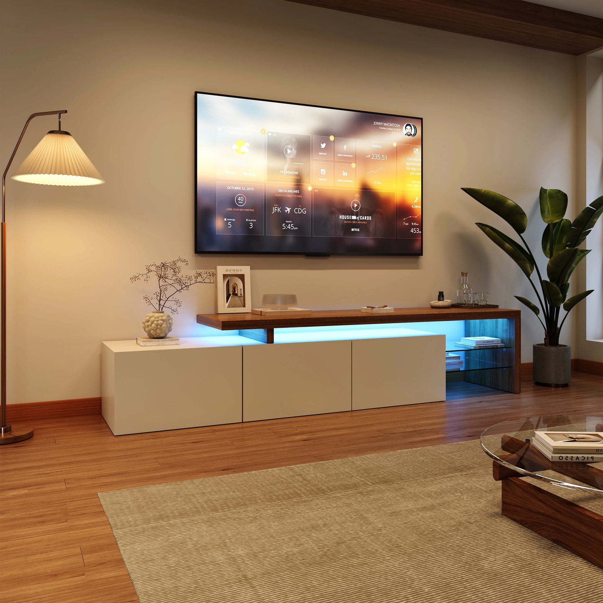 TV Lowboard Weiß Hochglanz für modernes Entertainment System