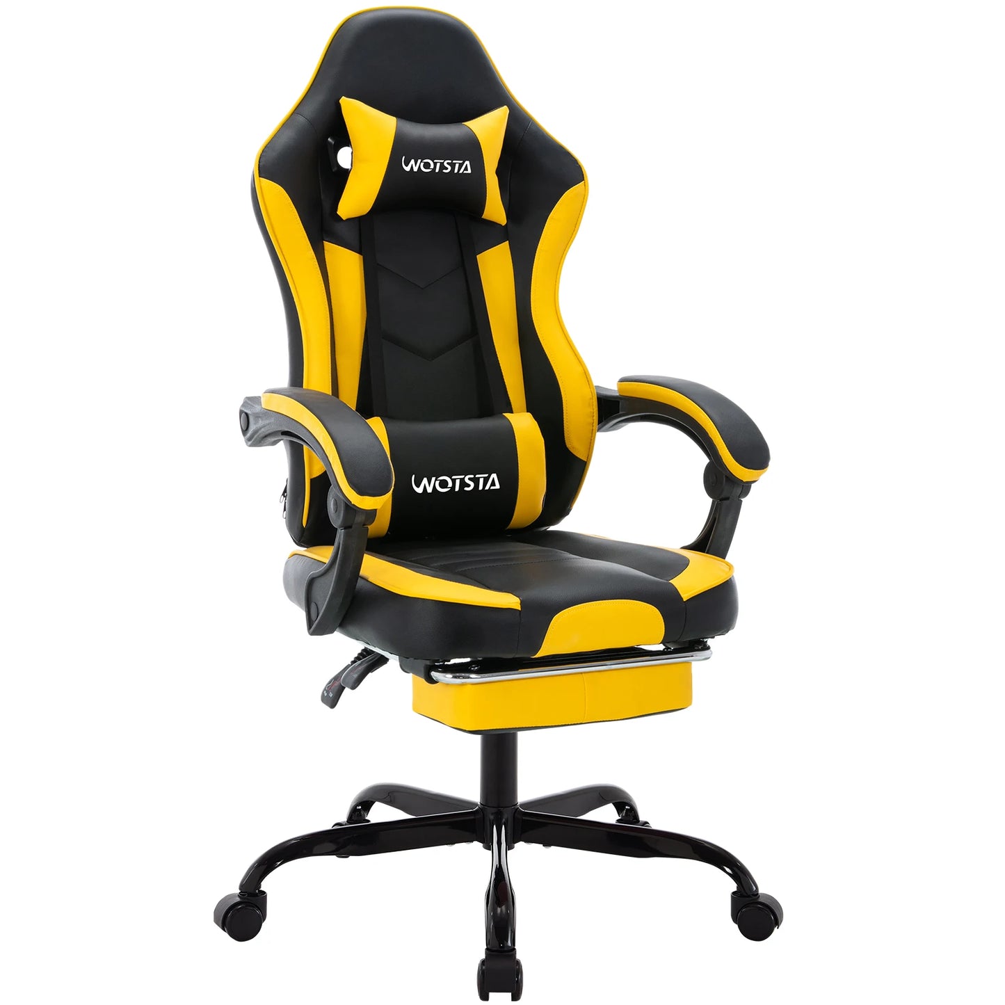Ergonomischer Gaming Stuhl mit Fußstütze – Höhenverstellbarer Bürostuhl mit Lendenkissen & Kopfstütze