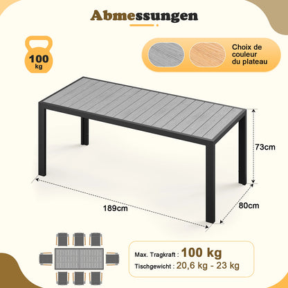 Aluminium Gartentisch wetterfest mit robuster Tischplatte