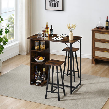 Bartisch Set mit 2 Hockern in modernem Wohnbereich mit Stauraum
