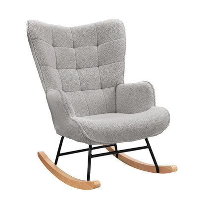 Schaukelstuhl Relaxsessel Teddy-Samt Grau – Eleganter Schaukelstuhl im modernen Design mit hohem Sitzkomfort.