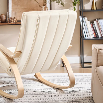 Relaxsessel Schaukelstuhl mit Holzgestell in Beige