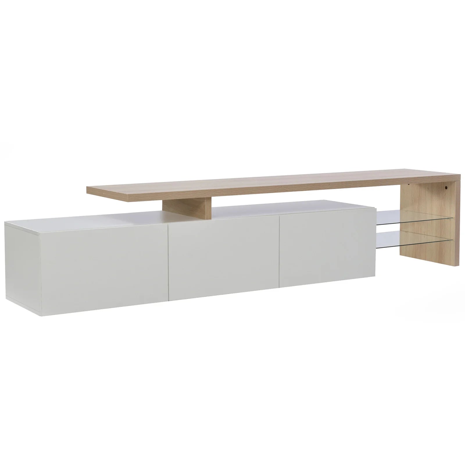TV Lowboard Weiß Hochglanz mit LED Beleuchtung und modernem Design