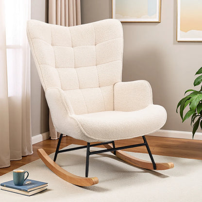 Schaukelstuhl Relaxsessel Teddy-Samt – Moderner Relaxsessel mit weicher Polsterung für gemütliche Stunden im Wohnzimmer, Schlafzimmer oder Balkon.