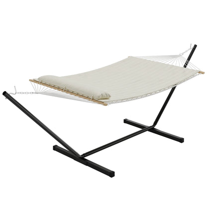 2 Personen Hängematte mit Gestell – Outdoor & Indoor, Verstellbarer Stahlrahmen, Wetterfest, inkl. Kissen – Bis 200kg Belastbar
