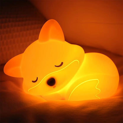 Niedliche Fuchs Nachtlampe für Kinder – Wiederaufladbares LED Nachtlicht mit Timer & Touch-Steuerung