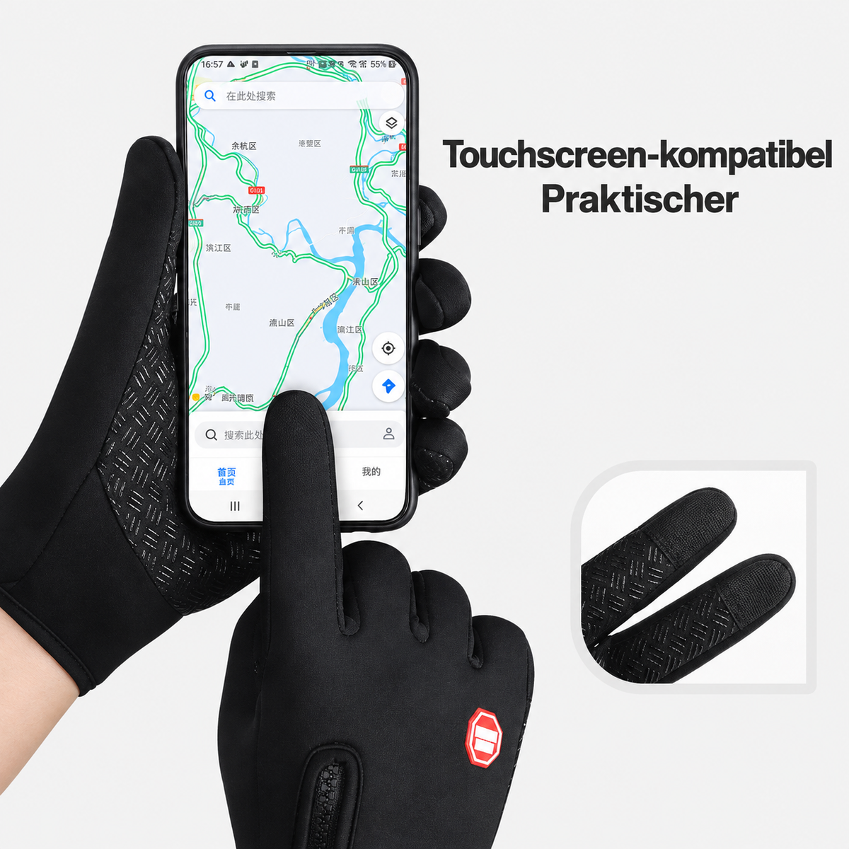 Winterhandschuhe Touchscreen bei der Smartphone-Bedienung mit kompatiblen Fingerspitzen