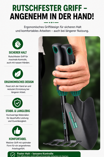 3-teiliges Gartenwerkzeug-Set mit ergonomischem Griff und robuster Verarbeitung