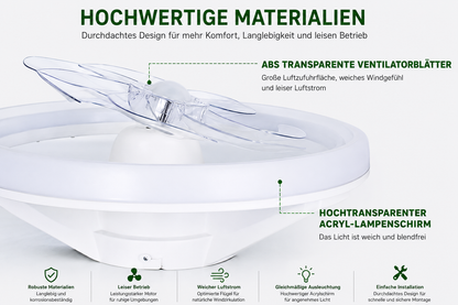 Deckenventilator mit LED Beleuchtung, RGB-Licht & Bluetooth-Lautsprecher