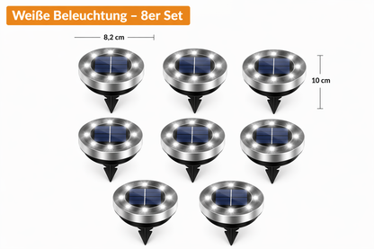 Solar-Bodenleuchten IP65 im 8er Set mit ausgeschalteten LEDs