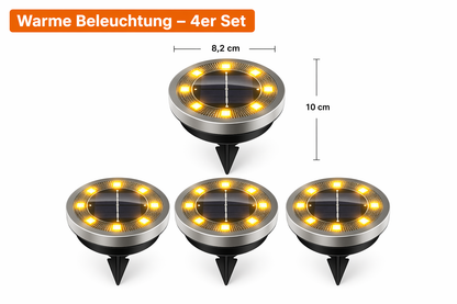Solar-Bodenleuchten IP65 im 4er Set mit warmweißem Licht