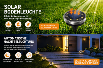 Solar-Bodenleuchten IP65 mit automatischem Laden bei Tageslicht