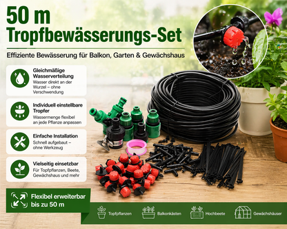 Tropfbewässerungssystem Set mit Bewässerungsschlauch und Zubehör