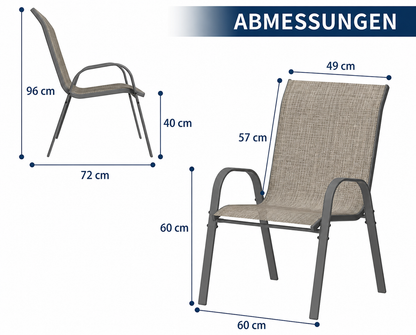 Terrassenstühle wetterfest 6er Set mit stapelbarem Design