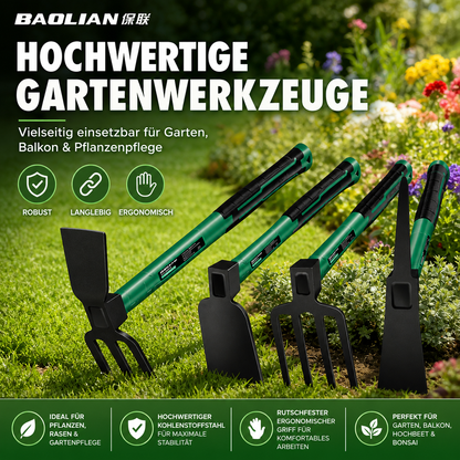 Gartenwerkzeuge Set mit Handschaufel, Handhacke und Handharke für Beet und Pflanzenpflege