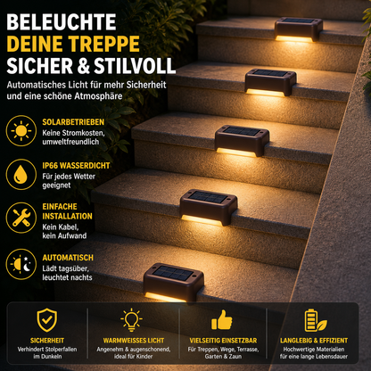 Solar LED Treppenleuchten zur sicheren Beleuchtung von Treppenstufen