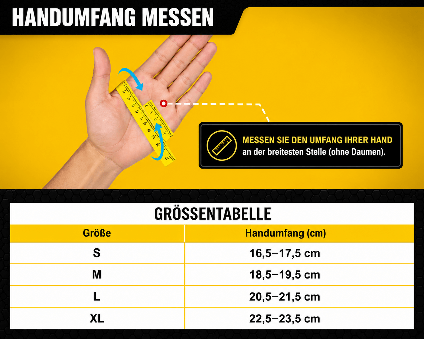 Touchscreen Handschuhe Größentabelle und Passform