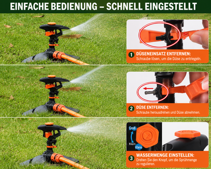 Automatischer Rasensprinkler 360° – Gartenbewässerung mit großer Reichweite für Rasen, Garten & Beete
