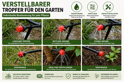 Tropfbewässerungssystem mit verschiedenen Einsatzmöglichkeiten im Garten