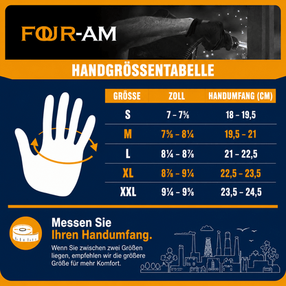 Touchscreen Arbeitshandschuhe mit starkem Grip Größentabelle