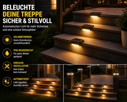 Solar LED Treppenleuchten wasserdicht für Terrasse, Wege und Garten