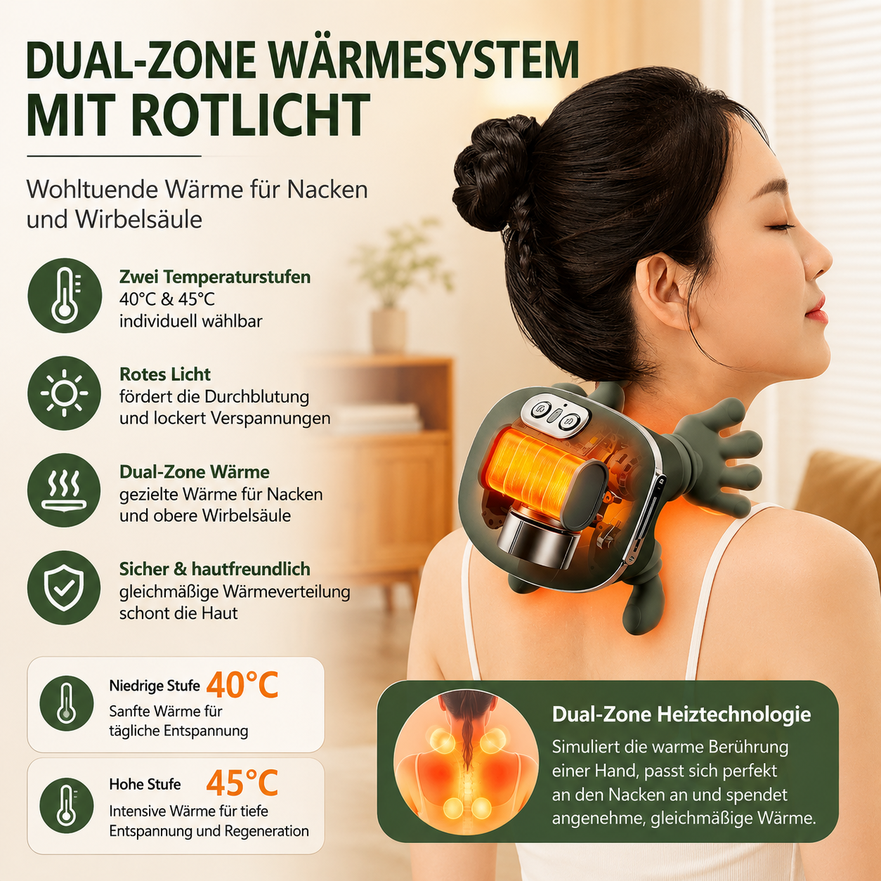 Nacken- und Schultermassagegerät für Zuhause, Büro und Reisen im Einsatz