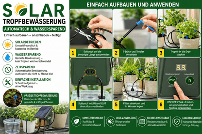 Solar Tropfbewässerungssystem für Hochbeet und Gewächshaus