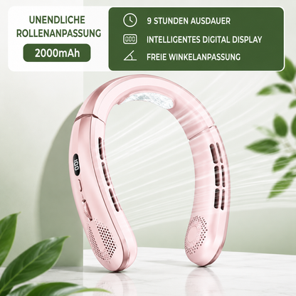 Tragbarer Nackenventilator in Rosa mit modernem Design