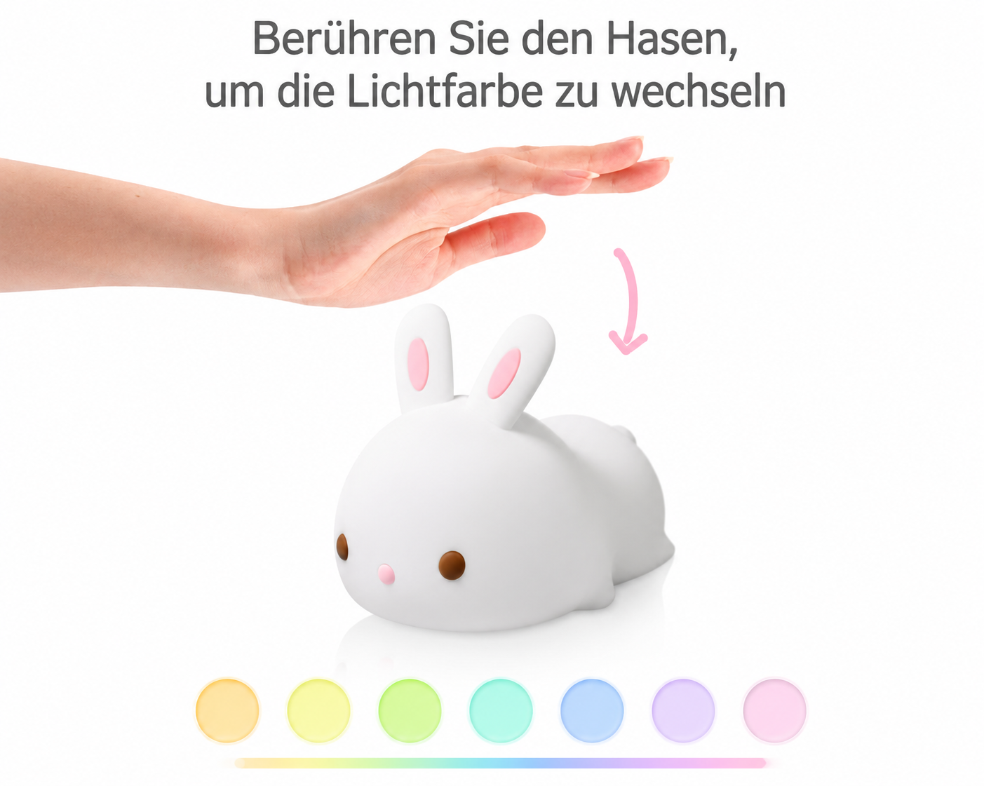 Kaninchen Nachtlicht LED mit Touch-Steuerung und Akku