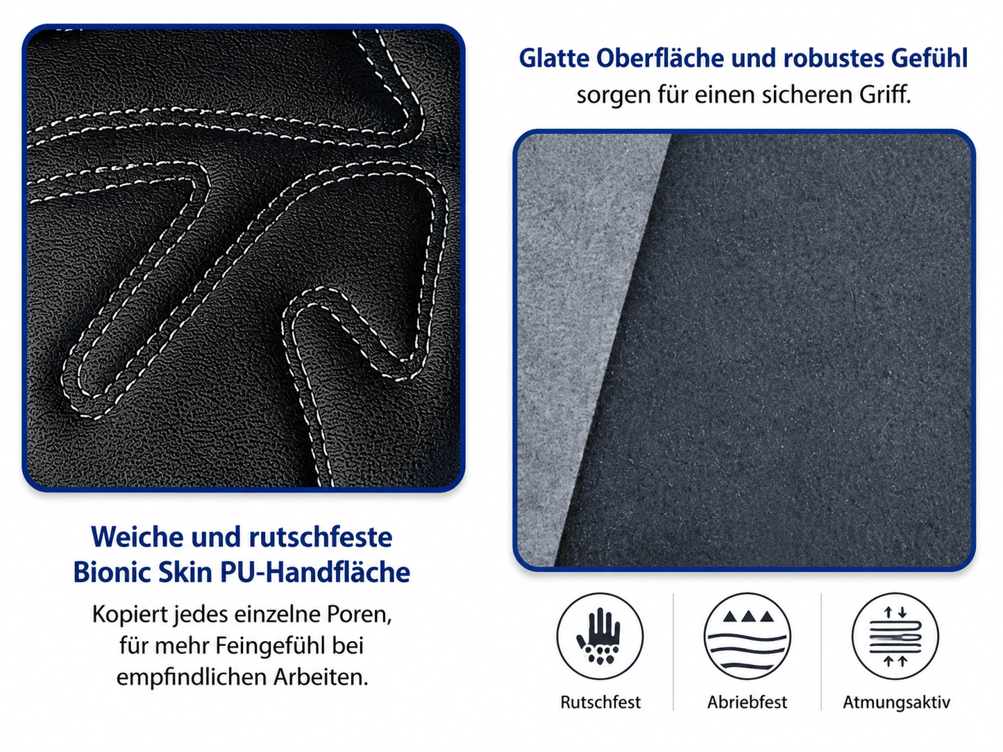 Touchscreen Arbeitshandschuhe mit starkem Grip Detailansicht Material