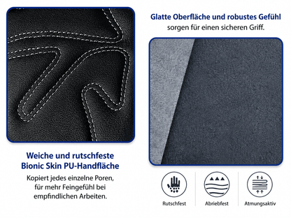 Touchscreen Arbeitshandschuhe mit starkem Grip Detailansicht Material