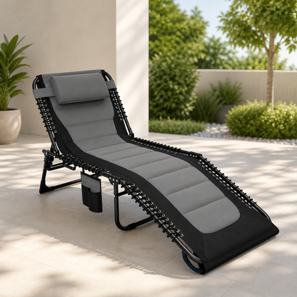 Klappbarer Outdoor Liegestuhl mit verstellbarer Rückenlehne für Garten und Terrasse