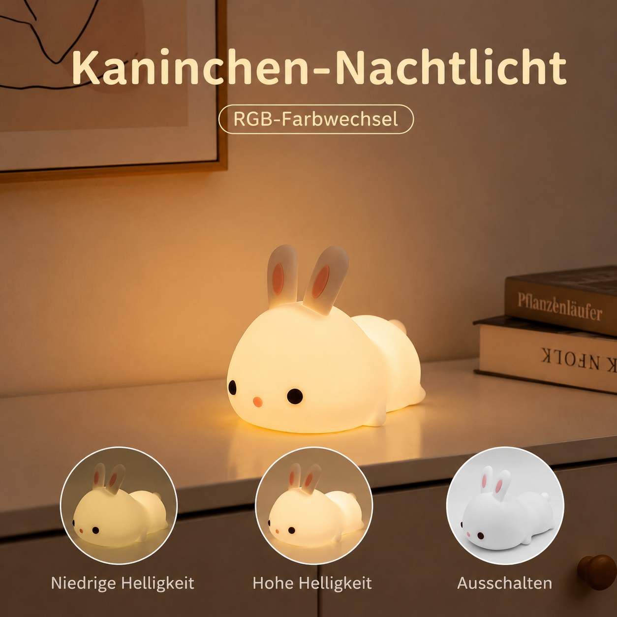 Kaninchen Nachtlicht LED mit warmweißem Licht