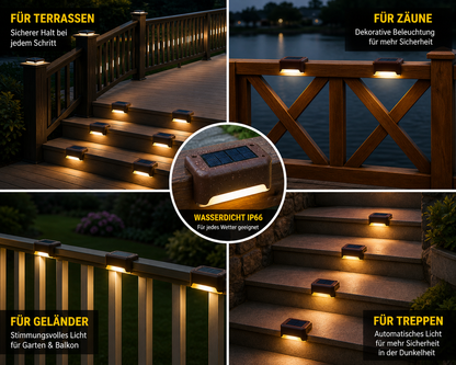 Solar LED Treppenleuchten für stimmungsvolle Gartenbeleuchtung bei Nacht