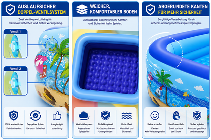 Aufblasbarer Familienpool – Rechteckiges Kinderpool & Planschbecken für Garten und Sommer