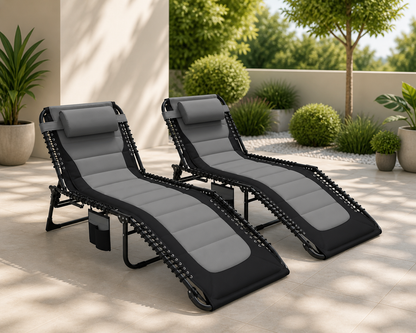 Klappbarer Outdoor Liegestuhl mit weicher Polsterung für entspanntes Sonnen und Relaxen