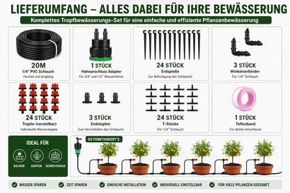 Tropfbewässerungssystem Komplettset mit verschiedenen Anschlussteilen