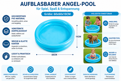 Aufblasbarer Familienpool – Rechteckiges Kinderpool & Planschbecken für Garten und Sommer