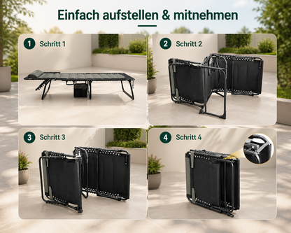 Klappbarer Outdoor Liegestuhl ideal für Garten, Balkon, Camping und entspannte Outdoor-Momente