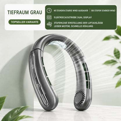 Tragbarer Nackenventilator in Grau für Sport, Camping und Outdoor-Aktivitäten