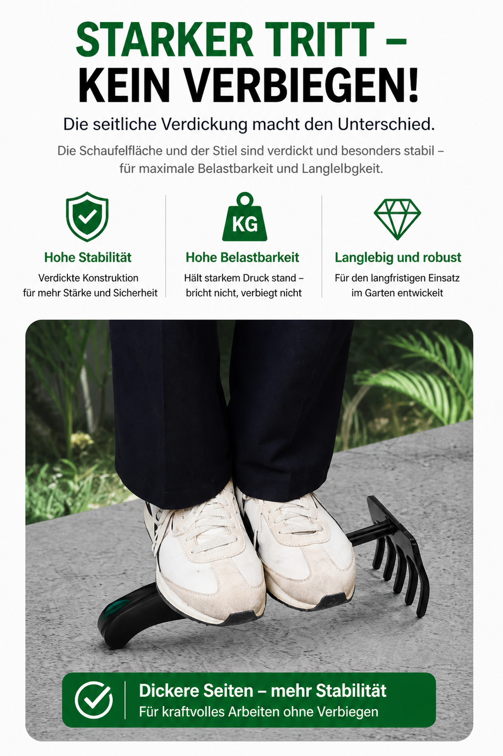 Robustes 3-teiliges Gartenwerkzeug-Set aus Hochleistungsstahl – Pflanzschaufel, 5-Zinken-Grabegabel & Unkrautjäter – Ergonomisch & rutschfest für komfortables Arbeiten