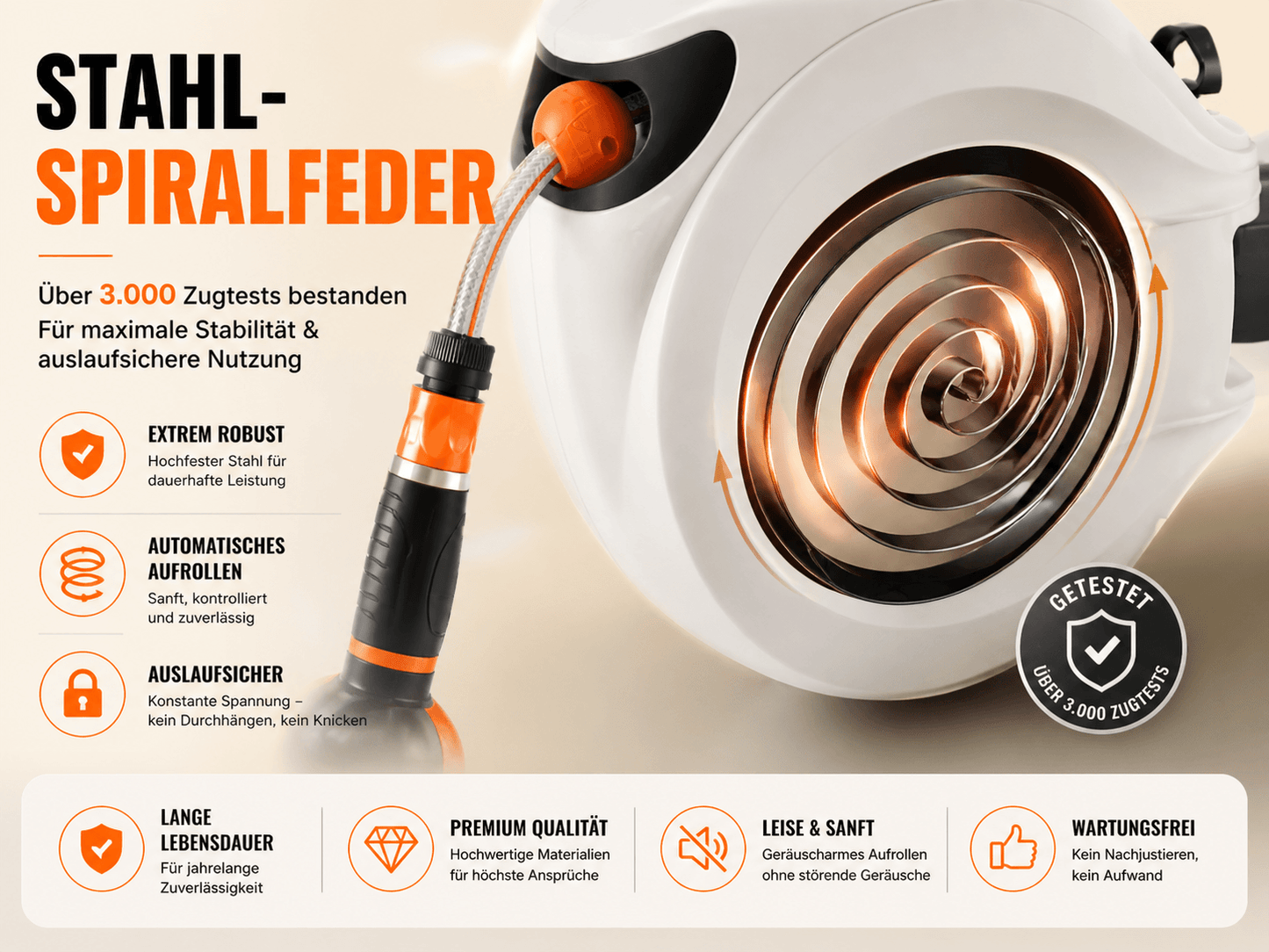 Automatische Schlauchtrommel mit Wandhalterung belastungstest