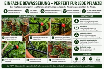 Tropfbewässerungssystem für Beete Topfpflanzen und Gewächshaus
